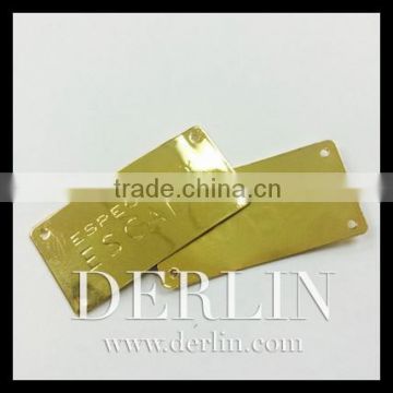 Hangbag Rectangular Custom Brand Shiny Gold Metal Tag