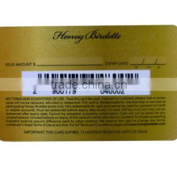 Golden printing PVC barcode card for business