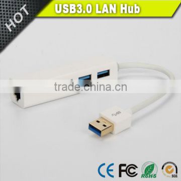 Vision premium white 3ports USB3.0 lan ethernet hub adapter