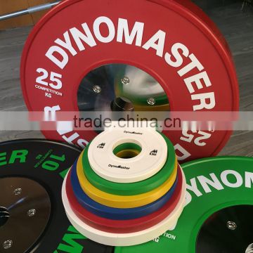 Dynomaster Fitness colored crossfit equipment olympic bumper plates IWF Friction Grip Change Plate KGS