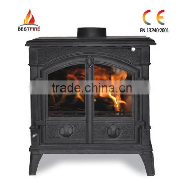 Indoor cast iron stove with back boiler