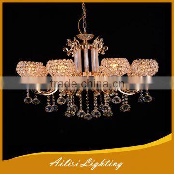 Modern Luxury Large Gold 6 Lights Crystal Chandelier with Ball Drops