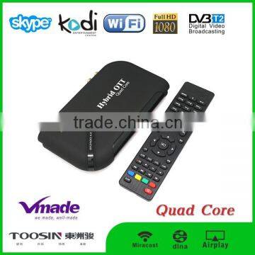 1080p hd amlogic s805 quad core H.265 hybrid tv box android dvb t2