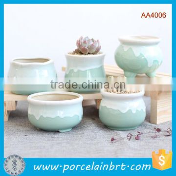 Chinese Style Flowing Glaze Ceramic Succulent Pot