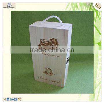 supply new design hot selling cheap burned red color 2 bottle wine box