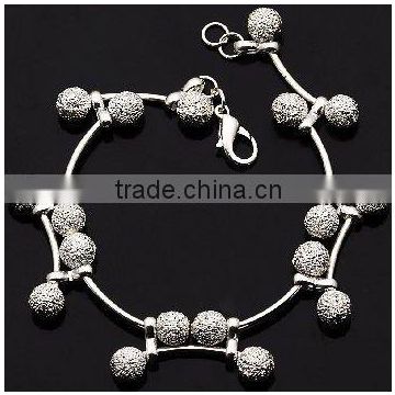 fashion silver plated bracelets, fashion ball charm chain jewelry