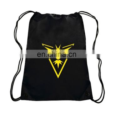 Classic black polyester sports string tote backpack custom