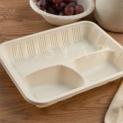 Sustainable 3 compartment eco-friendly food tray