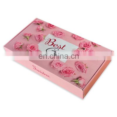 Corrugated packaging box  pink black mail delivery  pink recyclable cardboard small mailer delivery shipping gift boxes