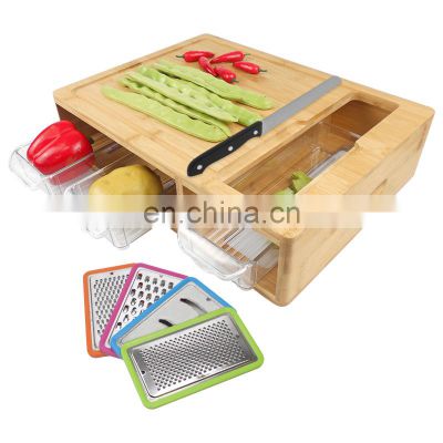 Extra Large Bamboo Cutting Board Chopping Board With Juice Groove And Containers