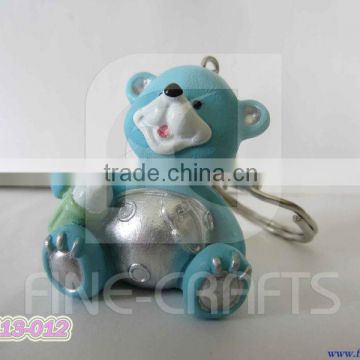Custom polyresin keychain vners brand with bear statue