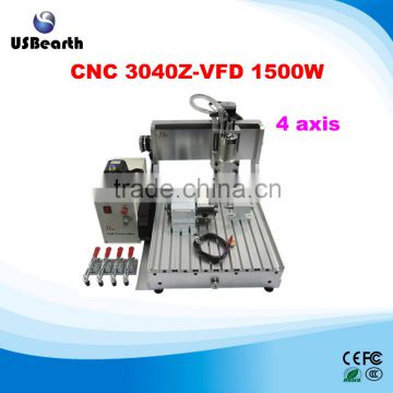 Small engraving machine medals 4 axis CNC Router 3040 1500W with limit switch,metal working machiner                        
                                                Quality Choice