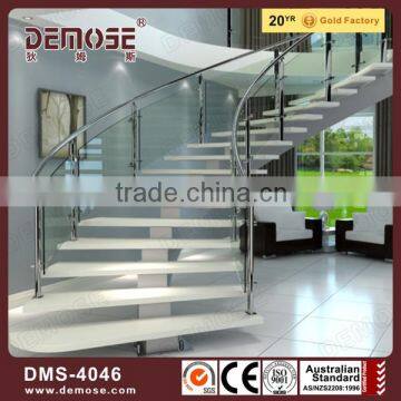 spiral staircase with steel pipe glass stair handrail