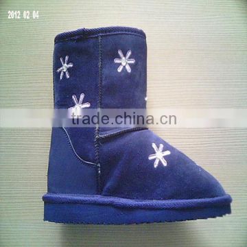 New White Snowflake Blue/Brown Snow Boots