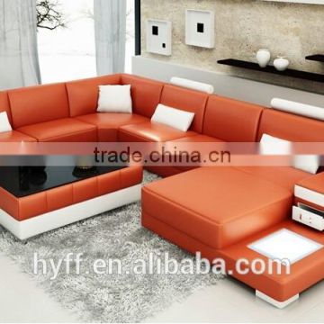 Round genuine italy leather corner office sofa HYZ35