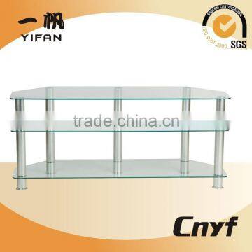 2015 Cheap and glossy white glass TV table