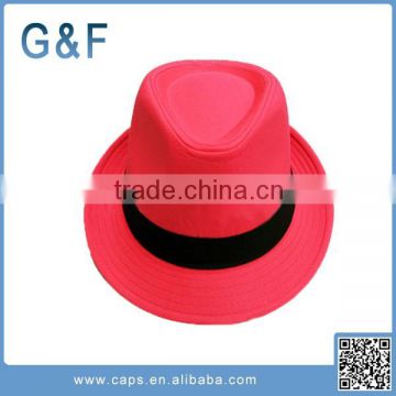 New Style Cheap Black With Red Band Fedora Hat