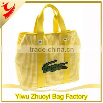 2016 Small Promotional Shopping Bags With Yellow Stripes Tote Bags