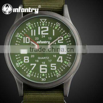 INFANTRY MEN'S Green Analog Quartz Army Date Display Fabric Military Watch