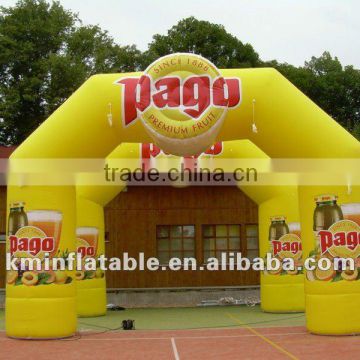 yellow inflatable arch door with logo board