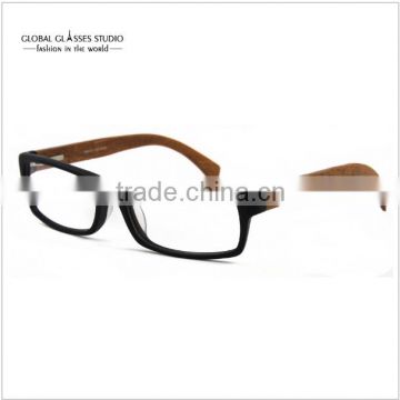 Natural Fashion Design Classic Noble Acetate With Real Wood Arm Men/women Unisex Eyewear Glasses Optical Eyeglasses Frame JB825