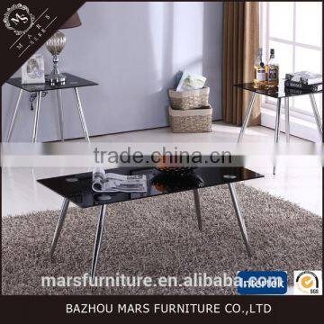 Black top high gloss chrome coffee table legs