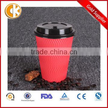 350ml red double single wall ripple disposable coffee paper cup