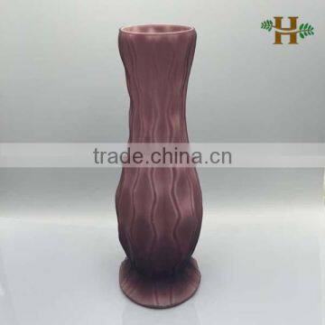 New Design Antique Purple Glass Vase With Raised Grain
