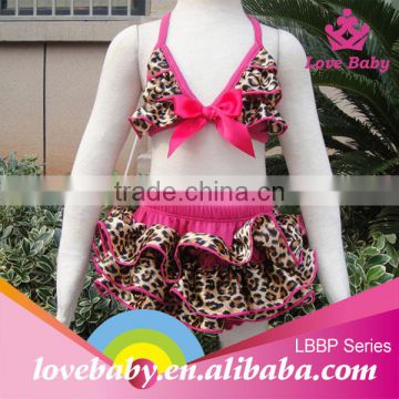 New arrival lovebaby leopard print swimming cute kids bathers with bowknot