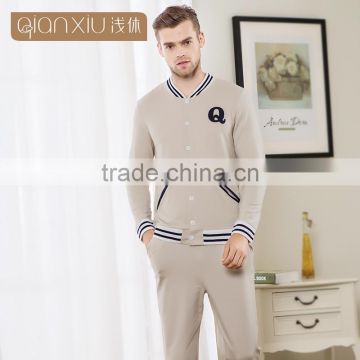 Hot Selling Qianxiu Long Sleeve Thermal Baseball Design Mens Nightshirt Cotton