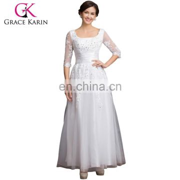 Grace Karin Square Neckline Long Sleeve plus size Mother Of The Bride Lace Dresses CL6051-3#