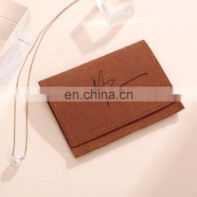 PandaSew Brown Debossed Envelope Microfiber Jewelry Pouch with Custom Logo