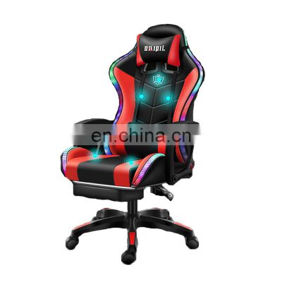 custom cheap office pu leather computer PC game racing silla gamer rgb led massage gaming chair with lights and speakers