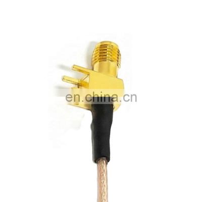 Hot sale SMA female to pcb r/a to ts9 male 90 degree jumper coaxial coax cable for mc rg178 316 for computer 0.5m