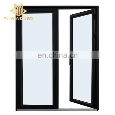 Interior noiseless insulated hurricane aluminium glass casement doors for house