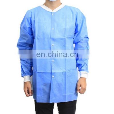 High Quality Disposable Lab Coat Protective Clothing Non-woven Job Working Clothes Gown PP SMS