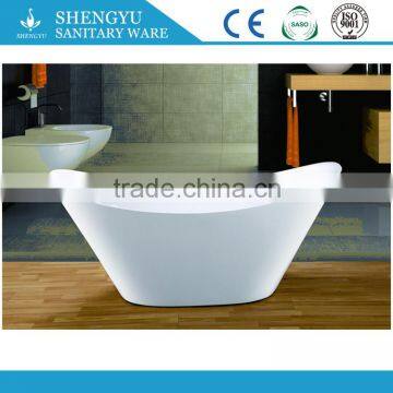 High Grade Freestanding Oval Acrylic Modern Solid Surface White Bathtub In Bathroom Made In Foshan