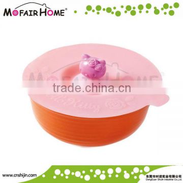 Easy use Round shape silicone cup lid with holder