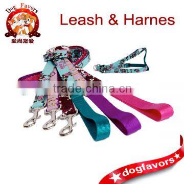 Cute turquoise dog harness Folk meets fairy tale woodland style fabric girly step in harness Dog leash is available