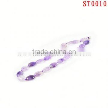ST0010 fashion purplish egg shaped crystal nature stone statement necklace magic scarf vners