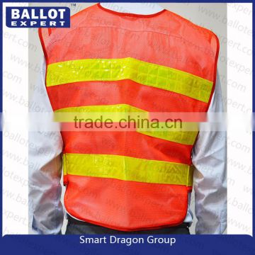 Mesh polyester fluorescent fabrics reflective vest pockets