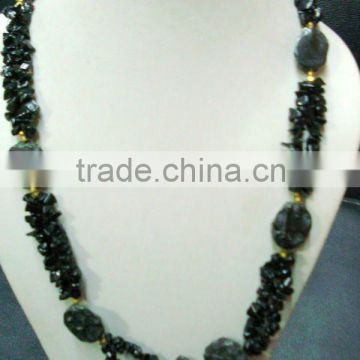 Black agate stone beads necklace