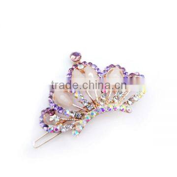 Bling Crown Decorated Stones Hair Pin For Woman