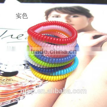 Plastic mixed color elastic candy quality cheap women telephone wire hair circle A-0007
