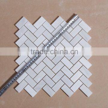 high quality 2 inch herringbone white marble mosaic tiles