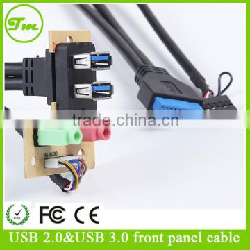USB3.0 cable elbow+usb 2.0 female+audio cable+PCB13133 panel mount cable