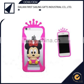 3D logo Rubber Silicone cases covers for mobile cell phone with embossed logo flower strawberry Girls