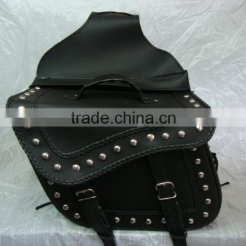 REAL LEATHER MOTORBIKE SADDLE BAGS WITH STUDS