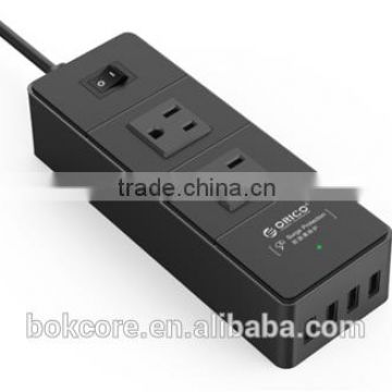 2015 OEM ABS material 2 way US type power strip with 4 USB ports