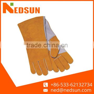 Safety working reinforce cow split leather welding gloves